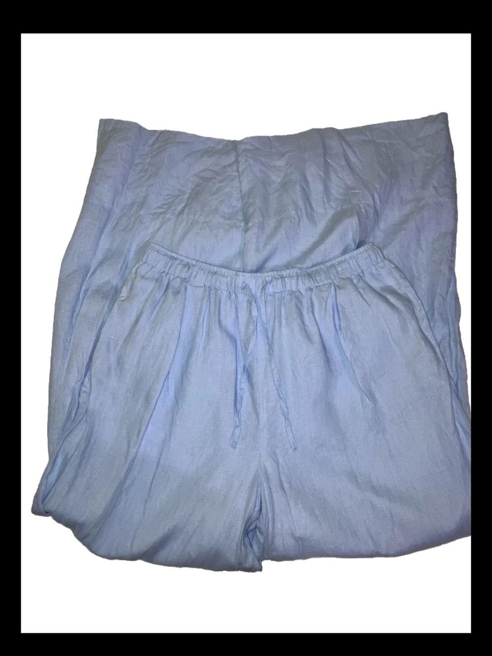 Mint Velvet Wide Leg Linen Trousers Pants L Long Tall Blue Minimal Elastic Waist - Picture 8 of 9